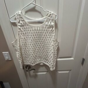 DKNY White Boxy Sleeveless Tank Top, SZ large